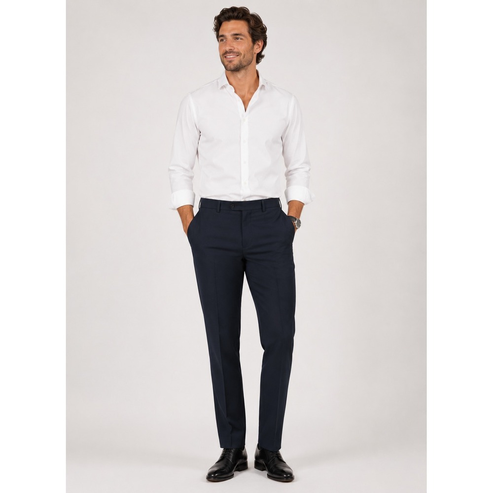 Quince Mens Italian Wool Dress Pants Slim Fit Navy Blue Stretch Luxury 30X30